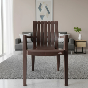 Premium Plastic Chair Brown| Heavy Duty 150 Kg Load Capacity | Comfortable Back Support | Durable Design | Ideal for Home, Office, Balcony & Outdoor Use